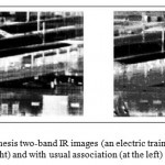 Fig. 6. Example of results of synthesis two-band IR images (an electric train platform) with the two-dimensional histogram equalization (on the right) and with usual association (at the left)