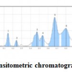 Figure 3: HPTLC densitometric chromatogram at 254 nm, track 5